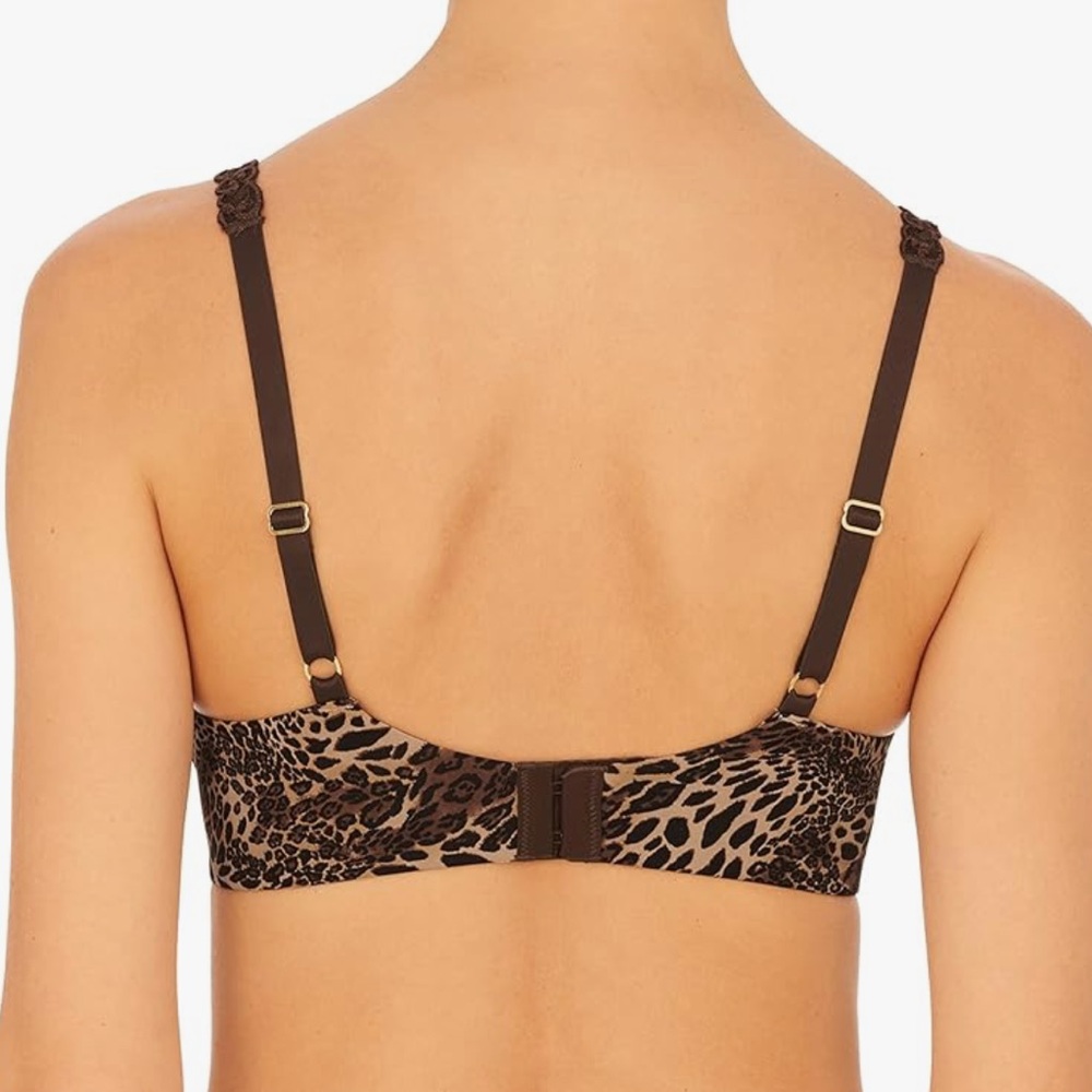 Natori Pure Luxe Plunge Underwire T-Shirt Bra Leopard Print Size 34DD - Picture 3 of 8